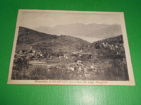 Cartolina Dumenza - Panorama con veduta del Lago Maggiore 1954