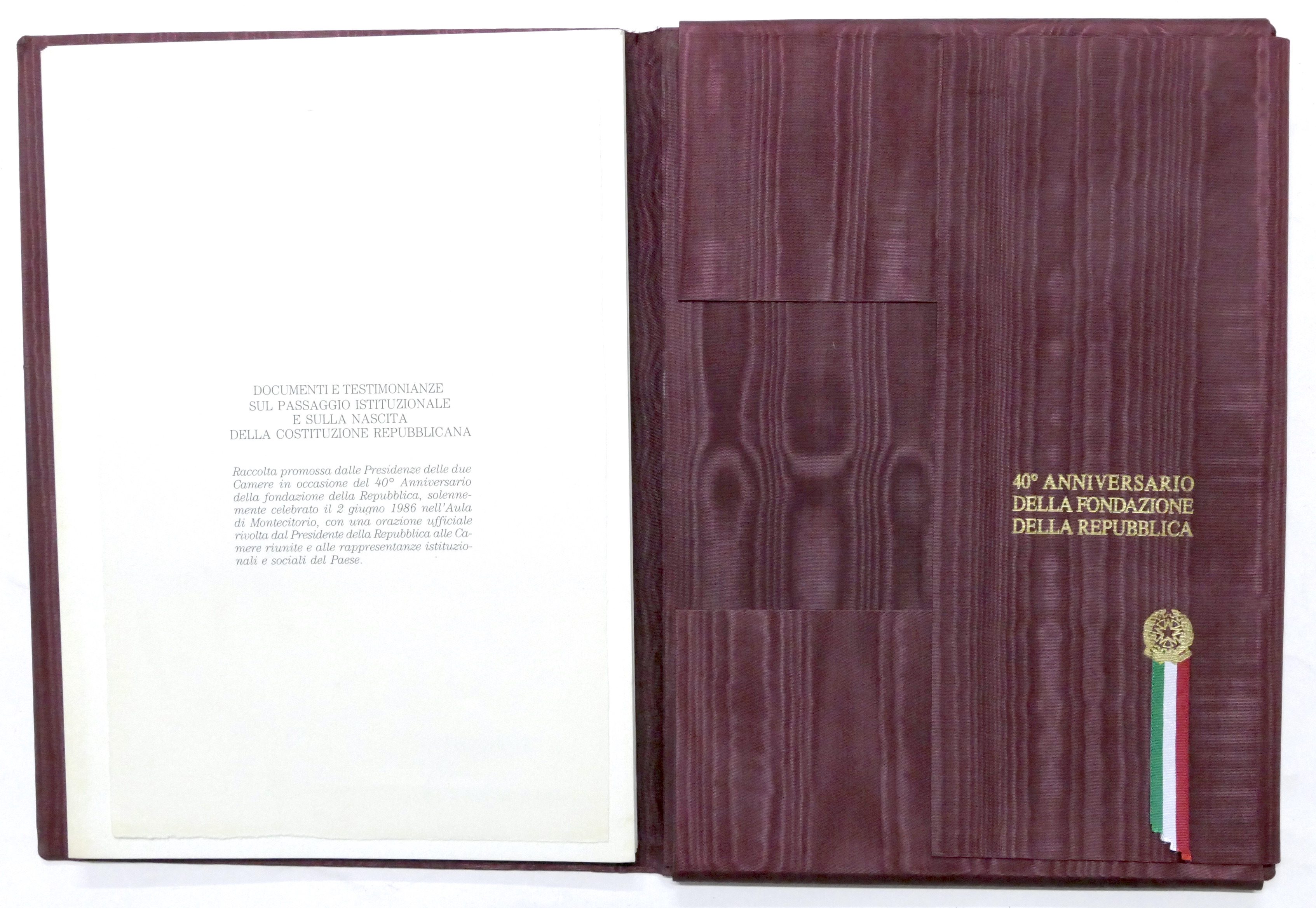 40° anniversario fondazione della Repubblica documenti e testimonianze - 1986