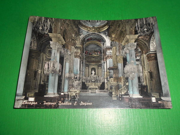 Cartolina Lavagna - Interno Basilica S. Stefano 1960 ca