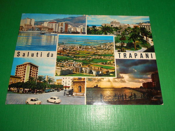 Cartolina Saluti da Trapani - Vedute diverse 1973.