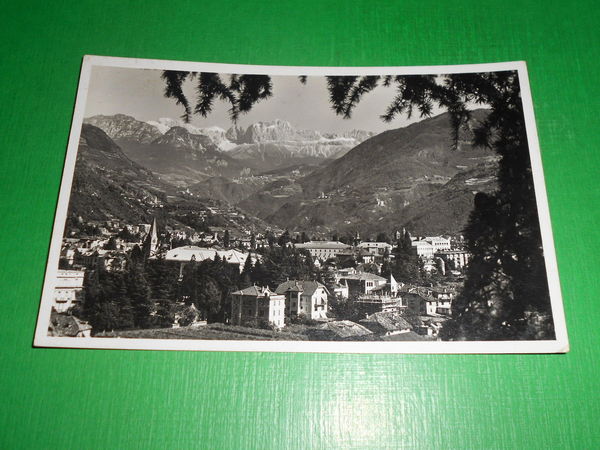 Cartolina Gries Bolzano - Panorama col Catinaccio 1937