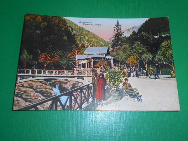 Cartolina Bognanco - Parco e ponte 1920 ca