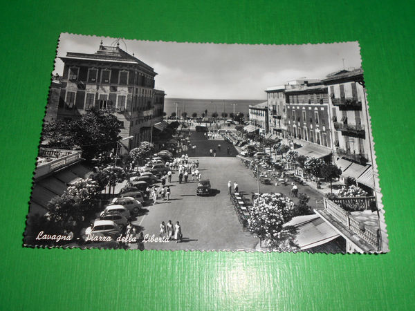 Cartolina Lavagna - Piazza della Libertà -- 1958