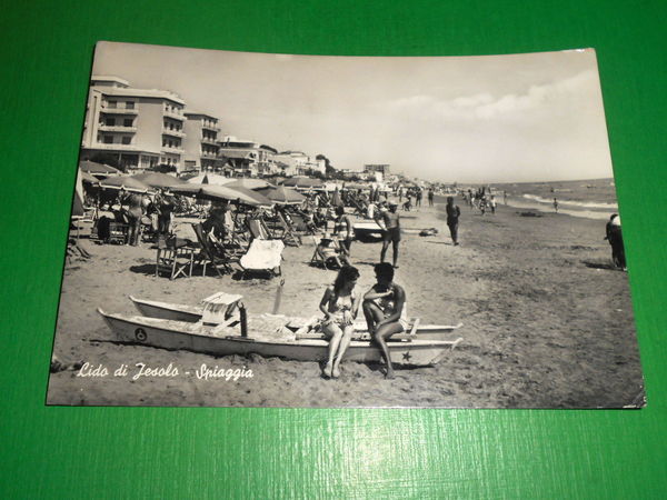 Cartolina Lido di Jesolo - Spiaggia 1962.