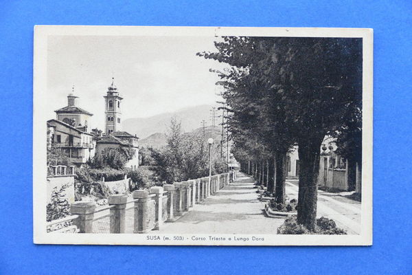 Cartolina Susa - Corso Trieste e Lungo Dora - 1944 …