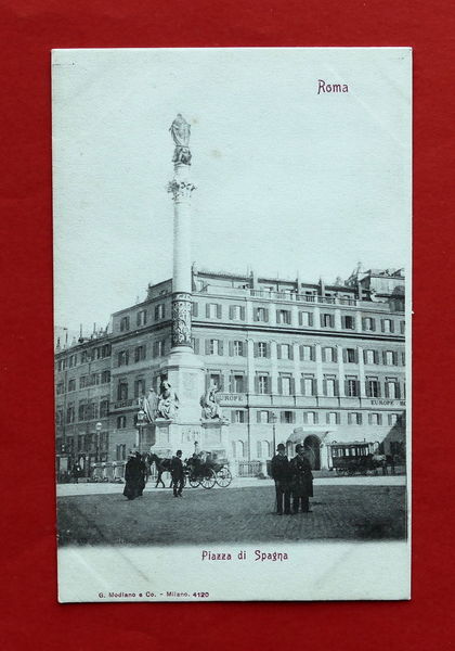 Cartolina Roma - Piazza di Spagna - 1900 ca.