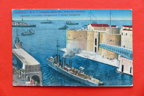 Cartolina Taranto - Canale navigabile - 1917
