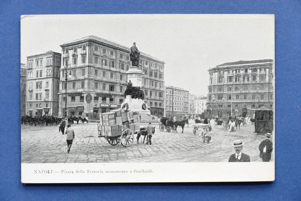 Cartolina Napoli - Piazza della Ferrovia - 1905 ca.