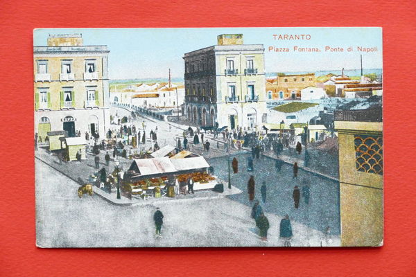 Cartolina Taranto - Piazza Fontana, Ponte di Napoli - 1910 …