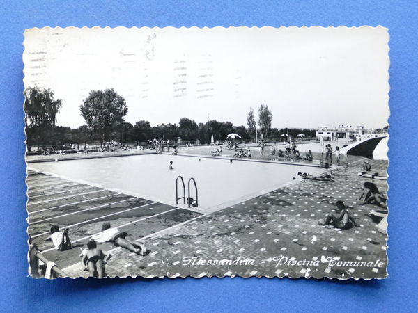Cartolina Alessandria - Piscina comunale - 1956