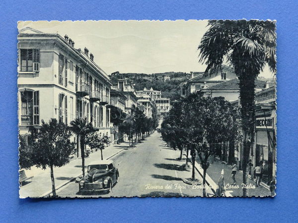 Cartolina Bordighera - Corso Italia - 1956