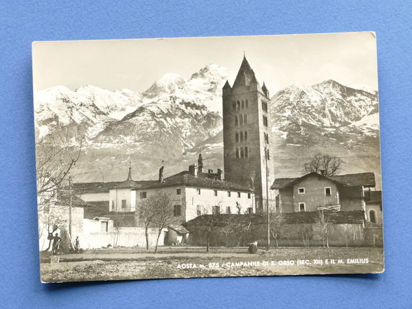 Cartolina Aosta - Campanile di S. Orso e il Monte …