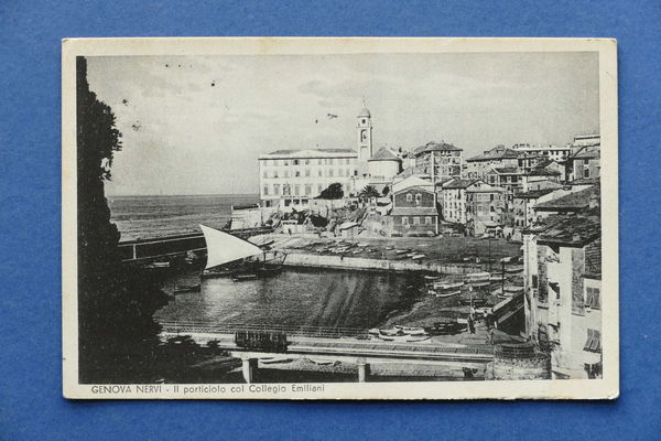 Cartolina Genova Nervi - Il porticciolo col Collegio Emiliani - …