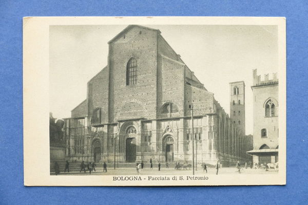 Cartolina Bologna - Facciata di S. Petronio - 1915 ca.