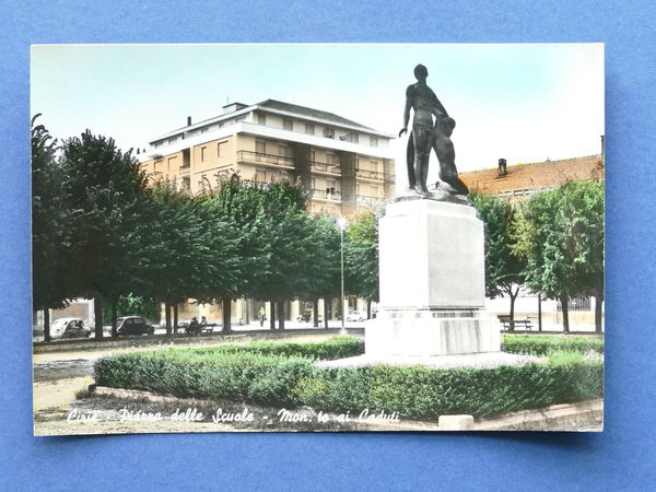 Cartolina Ciriè - Piazza delle Scuole - Monumento ai Caduti …