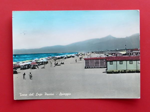 Cartolina Torre del Lago Puccini - Spiaggia - 1959