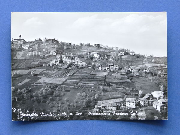Cartolina Montaldo Mondovì - Panorama e frazione Calupo - 1962