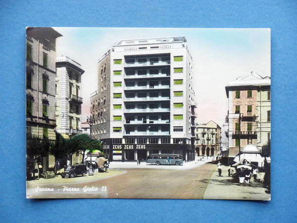 Cartolina Savona - Piazza Giulio II - 1955 ca.