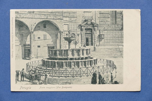 Cartolina Perugia - Fonte maggiore - 1904