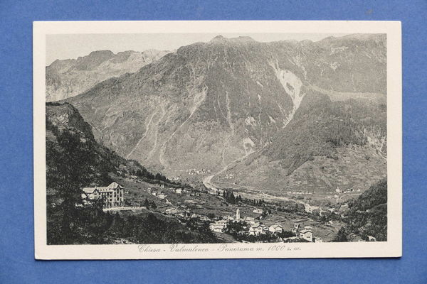 Cartolina Chiesa Valmalenco - Panorama - 1920 ca.