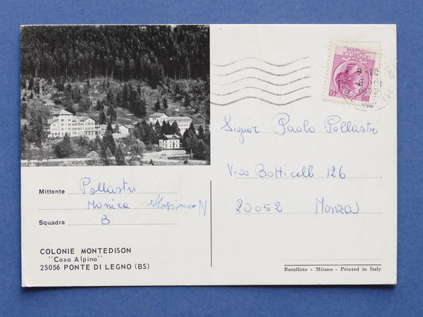 Cartolina Ponte di Legno - Colonie Montedison - Casa Alpina …