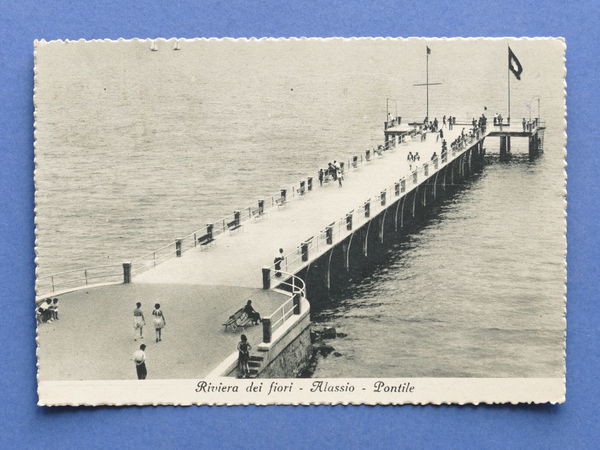 Cartolina Riviera dei Fiori - Alassio - Pontile - 1957