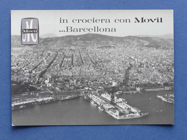 Cartolina Pubblicitaria Crociera a Barcellona con Movil maglieria Polymer 1962