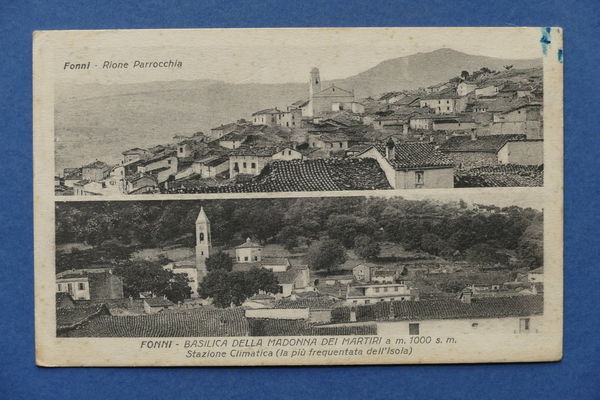 Cartolina Fonni - Basilica della Madonna dei Martiri - Rione …