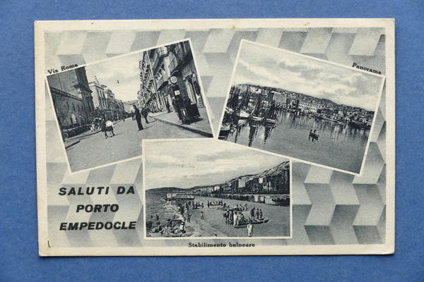 Cartolina Porto Empedocle - Stabilimento Balneare - Via Roma - …