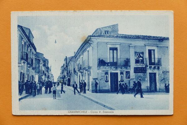 Cartolina Grammichele - Corso Vittorio Emanuele - 1920 ca.