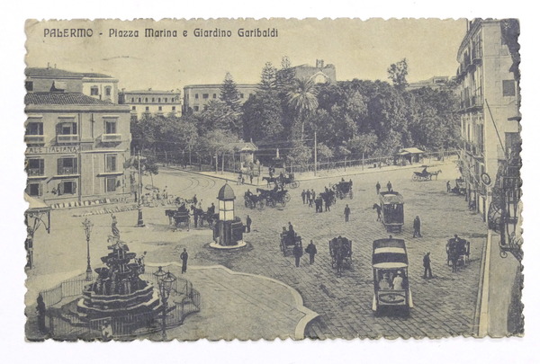 Cartolina Palermo - Piazza Marina e Giardino Garibaldi - 1914
