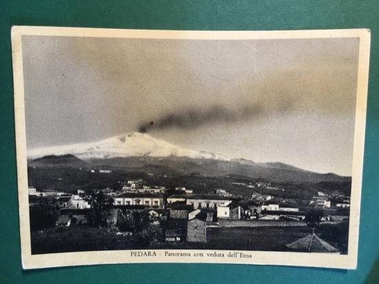 Cartolina Pedara - Panorama Con Veduta Dell'Etna - 1956