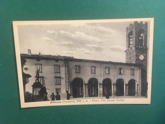 Cartolina Bibbena - Casentino 50 s.m. - Piazza Pier Sacconi …