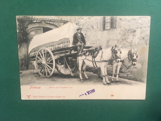 Cartolina Firenze - Carro Che Trasporta Vino - 1930 ca.