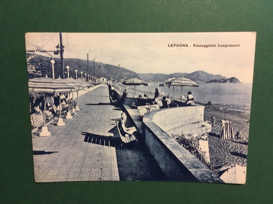Cartolina Lavagna - Paseggiata Lungomare - 1953