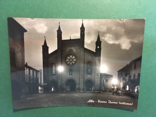 Cartolina Alba - Piazza Duomo Notturno - 1960 ca.