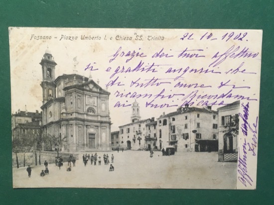 Cartolina Fossano - Piazza Umberto I E Chiesa SS. Trinità …