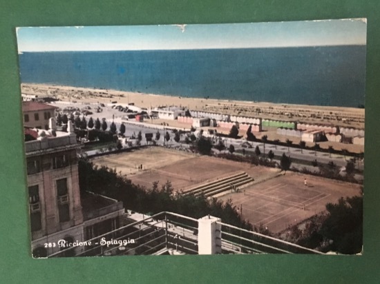 Cartolina Riccione - Spiaggia - 1958