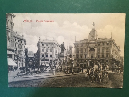 Cartolina Milano - Piazza Cordusio - 1917