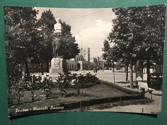 Cartolina Pesaro - Piazziale Stazione - 1920
