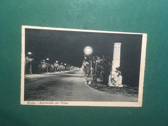 Cartolina Roma - Autostrada per Ostia - 1958