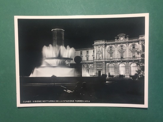 Cartolina Cuneo - Visione Notturna della Stazione Ferroviaria - 1965 …