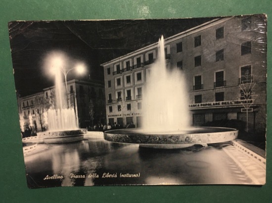 Cartolina Avellino - Piazza della Libertà - Notturno - 1952