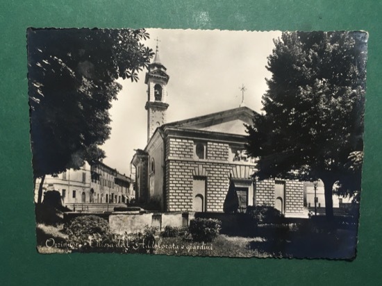 Cartolina Orzinuovi - Chiesa dell'Addolorata e Giardini - 1957