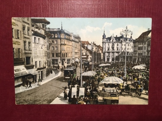Cartolina Basel - Marktplatz - 1908