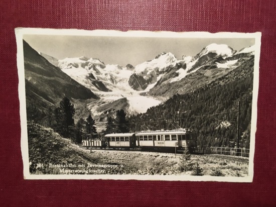 Cartolina Berninabhan mit Berninagrouppe - 1937