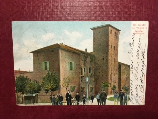 Cartolina Un Saluto da Voghera - Castello Medioevale -- 1925