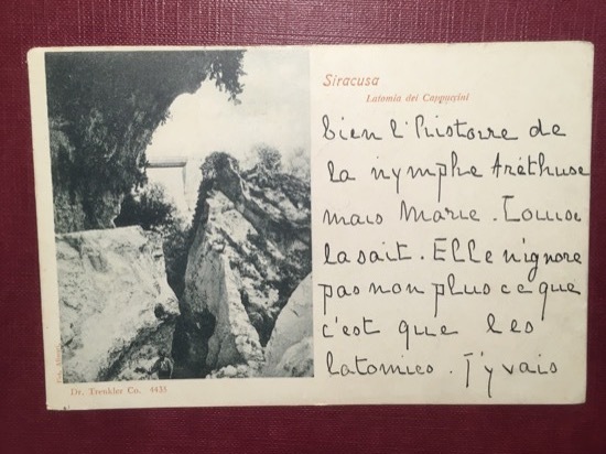 Cartolina Siracusa - Latomia dei Cappuccini - 1926