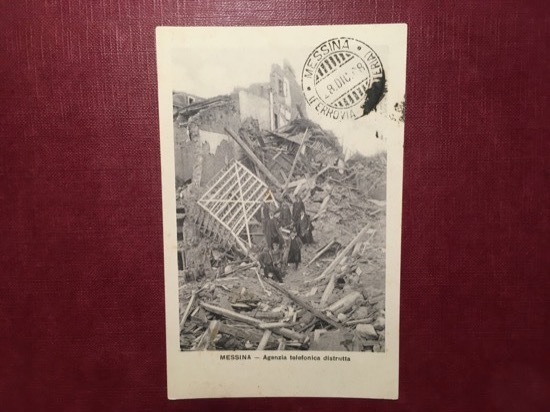 Cartolina Messina - Agenzia Telefonica Distrutta - 1908 ca