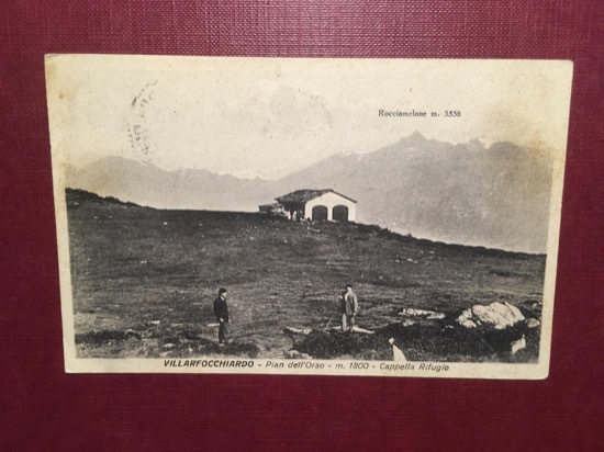 Cartolina Villafocchiardo - Pian dell'Orso - Cappella Rifugio - 1936